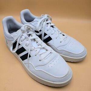 Adidas Hoops 3.0 Low White Black Basketball Sneakers GY5434 Mens 8.5